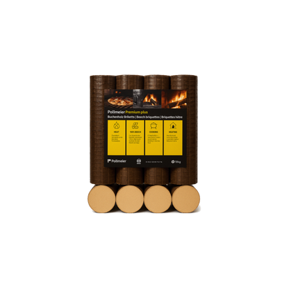 Briquettes de bois compressé 100% hêtre — 96 sacs de 10kg (960kg), Cocoflamme