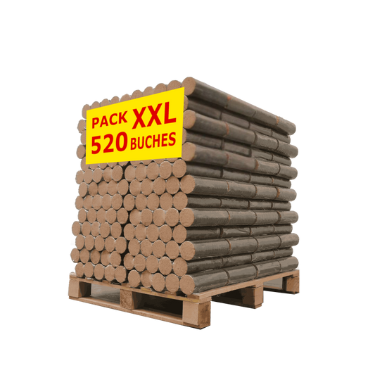 Bûches de bois densifié 100% hêtre — palette 1040kg, Cocoflamme