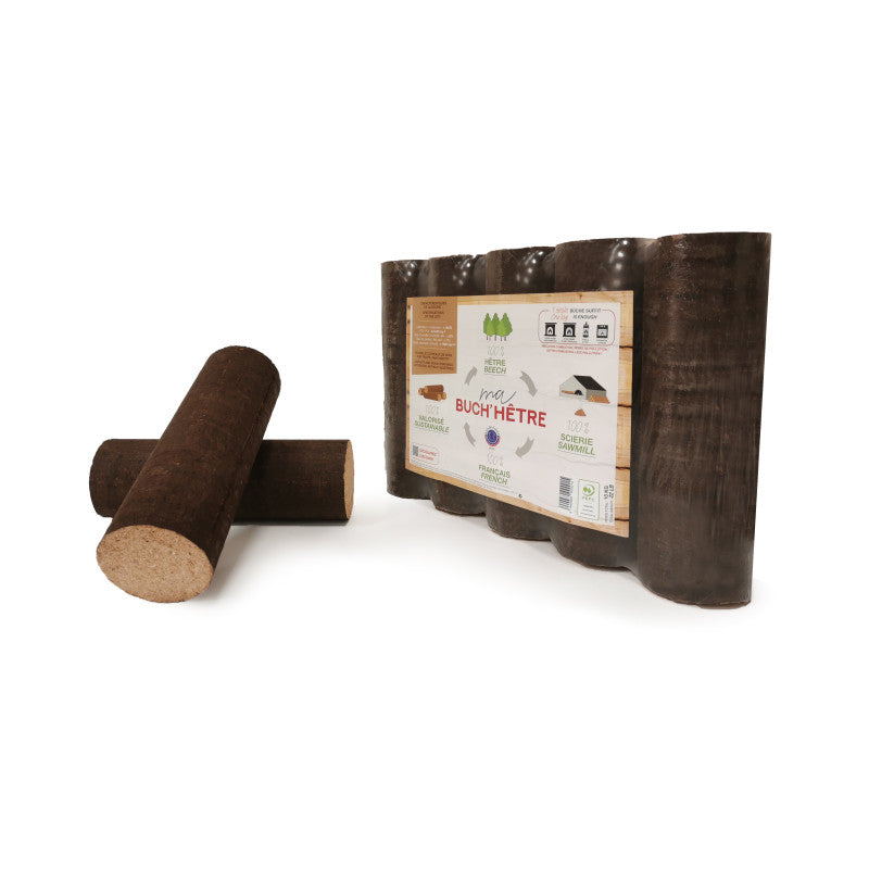Bûches de bois densifié 100% hêtre — palette 1040kg, Cocoflamme