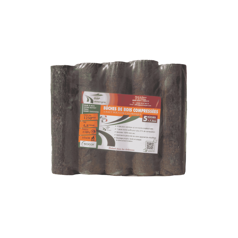 Bûches de bois compressé longue durée — palette 1008kg, Cocoflamme