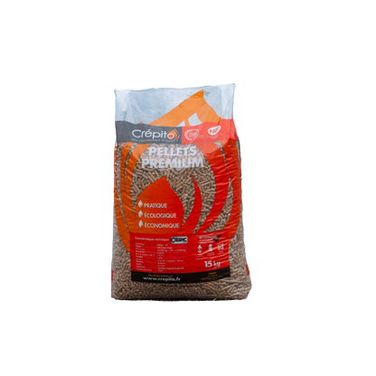 Granulés de bois 100% résineux — palette 72 sacs (1080kg), Crépito chez Cocoflamme